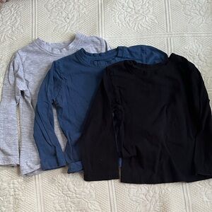Stylish Kids Long Sleeve Tee Trio - Black, Blue, and Gray